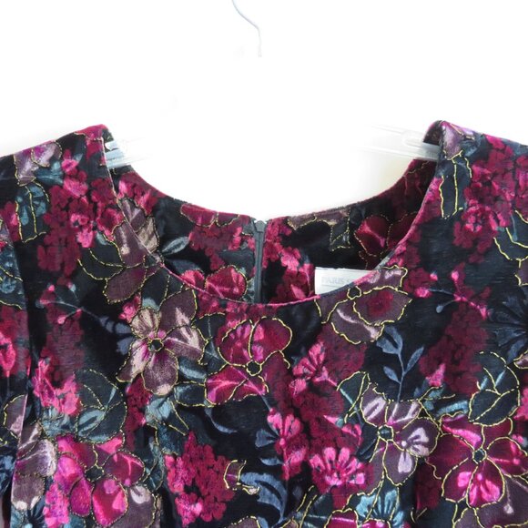Paris Sport Club Woman’s Vintage Floral Burgundy Velvet Sheath Dress size 7B - Picture 3 of 12